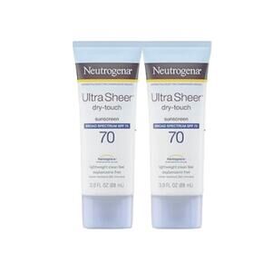 2 Pack Neutrogena Ultra Sheer SPF 70 Sunscreen Lotion Broad Spectrum Travel 3oz